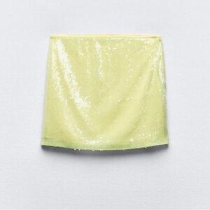 Zara Yellow Sequin Mini Skirt